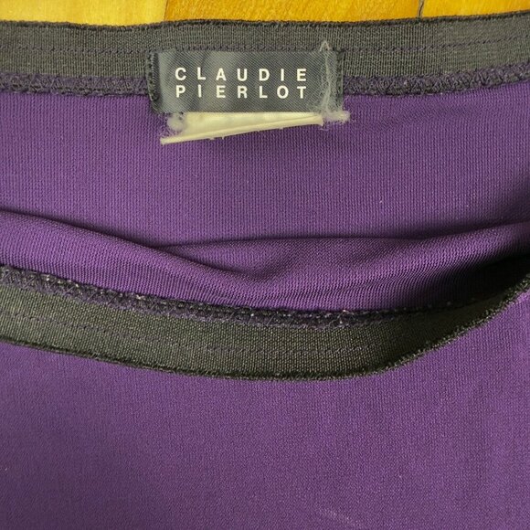 CLAUDIE PIERLOT Designer Frills hem Stretch Purple Spring Summer Skirt sz S - Picture 3 of 5
